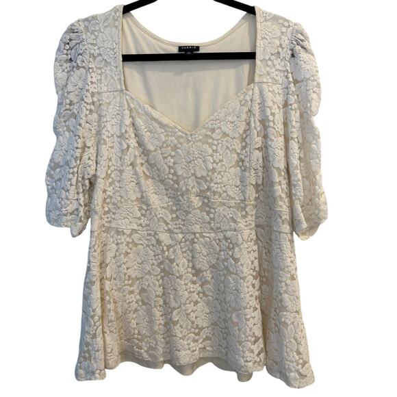 torrid Tops - TORRID White Lace Puff Sleeve Sweetheart Blouse Cottagecore Boho Peplum Top 3X